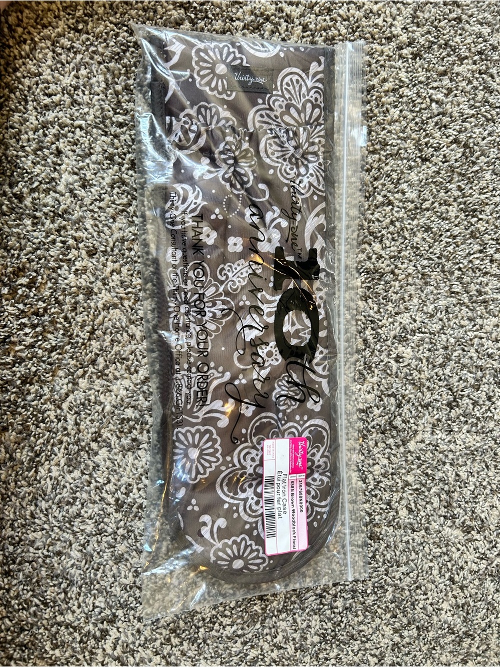 thirty-one Brown and White Floral Travel Flat Iron Pouch